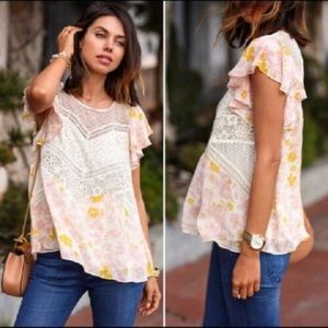 HD in Paris Anthropologie Flutter Flores blouse Size 06